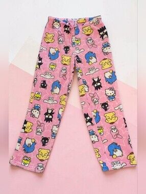 Hello Kitty & Friends Fuzzy Pajama Pants Adult Small Pink Sanrio Lounge Pants